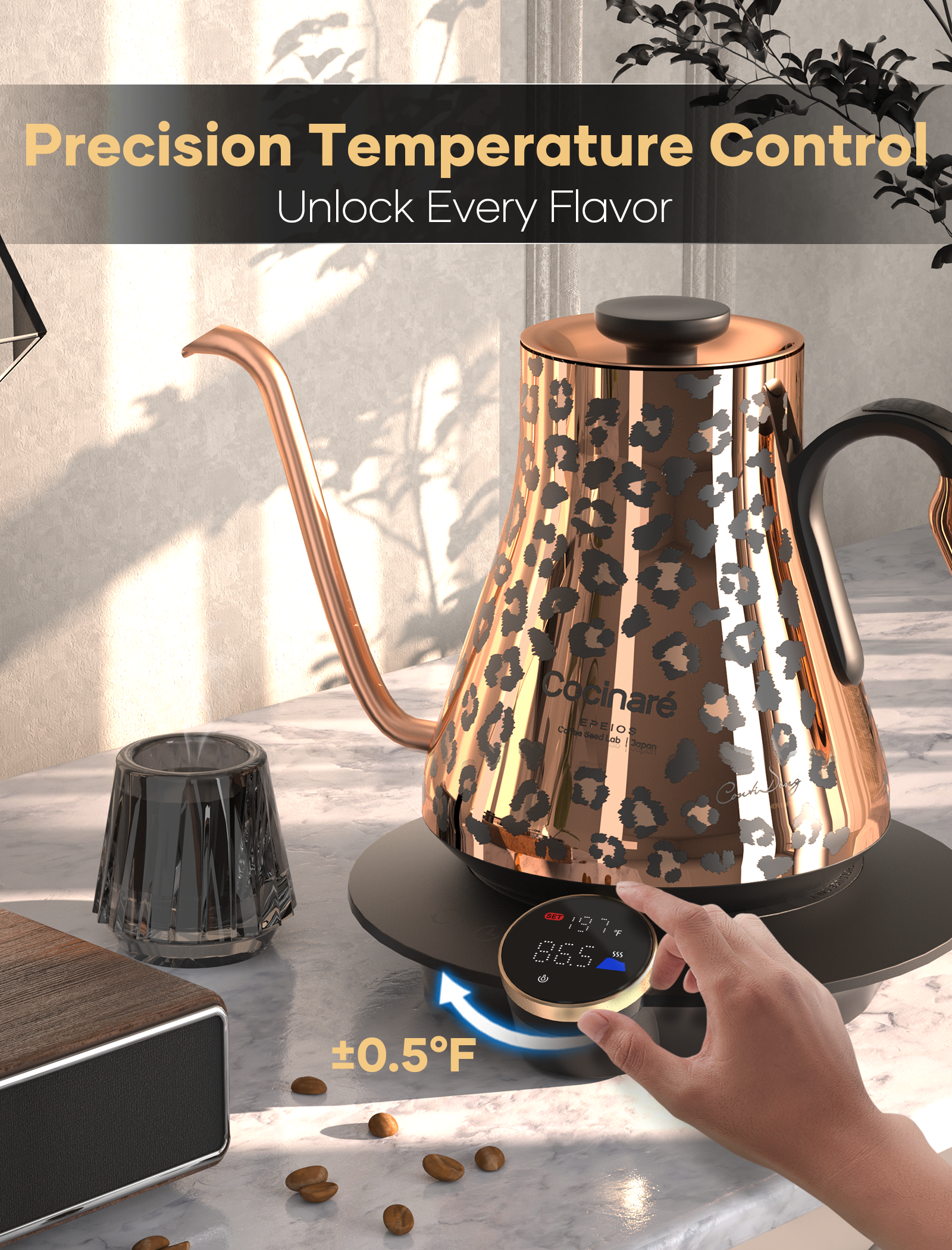 Cocinare Artisan Collection Gold Wild Electric Kettle