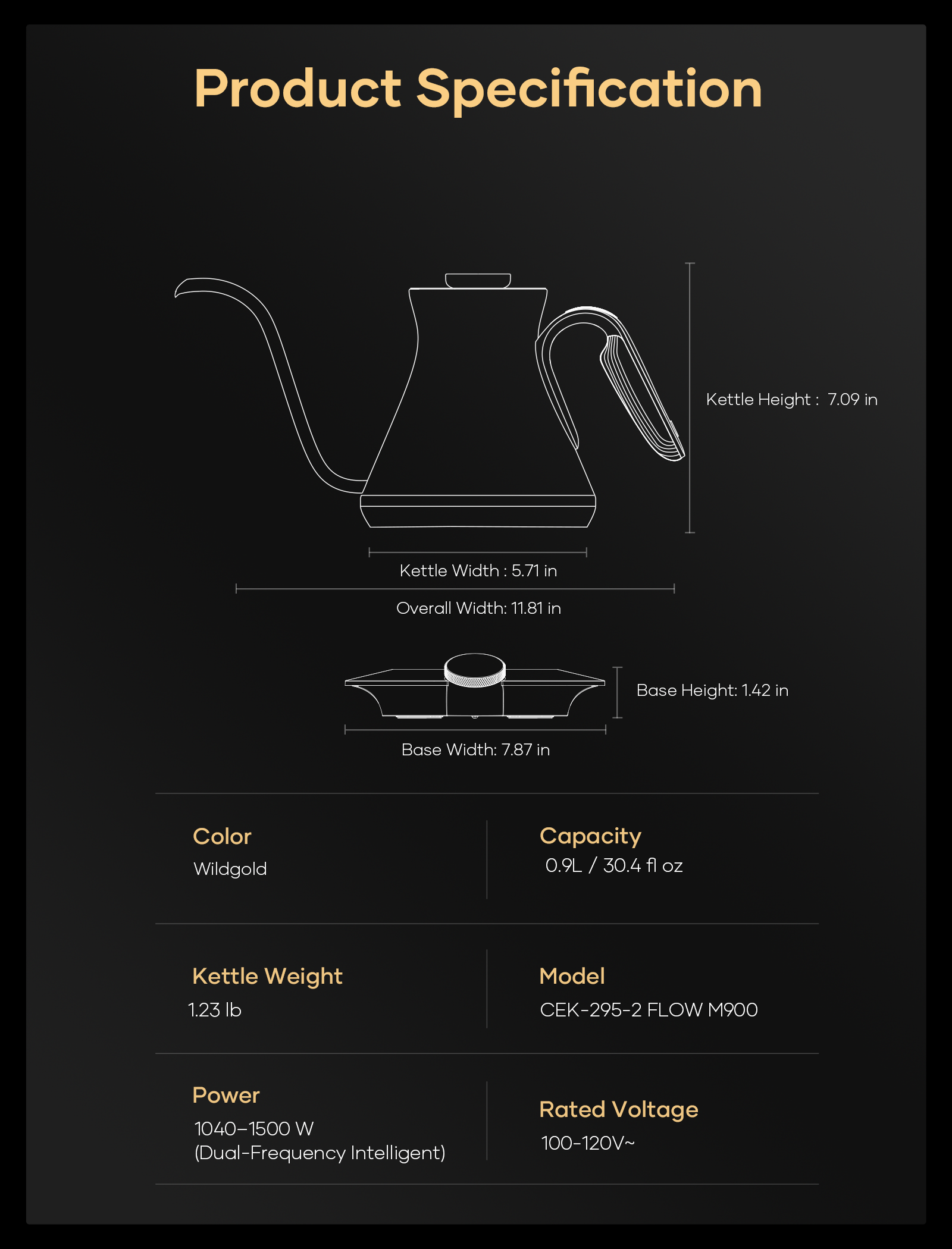 Cocinare Artisan Collection Gold Wild Electric Kettle