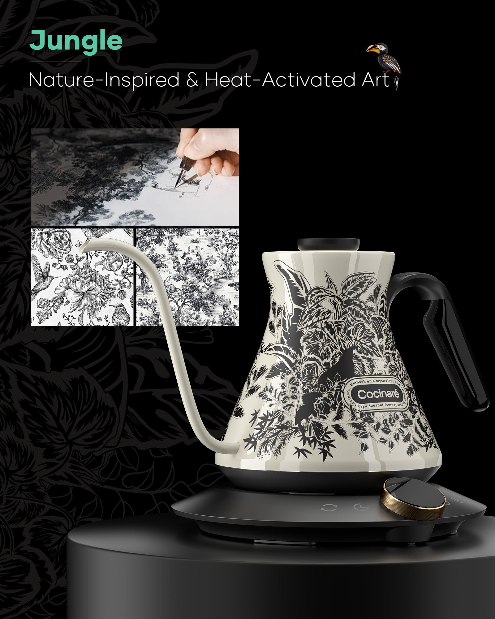 Cocinare Color-changing Collection Jungle Electric Kettle