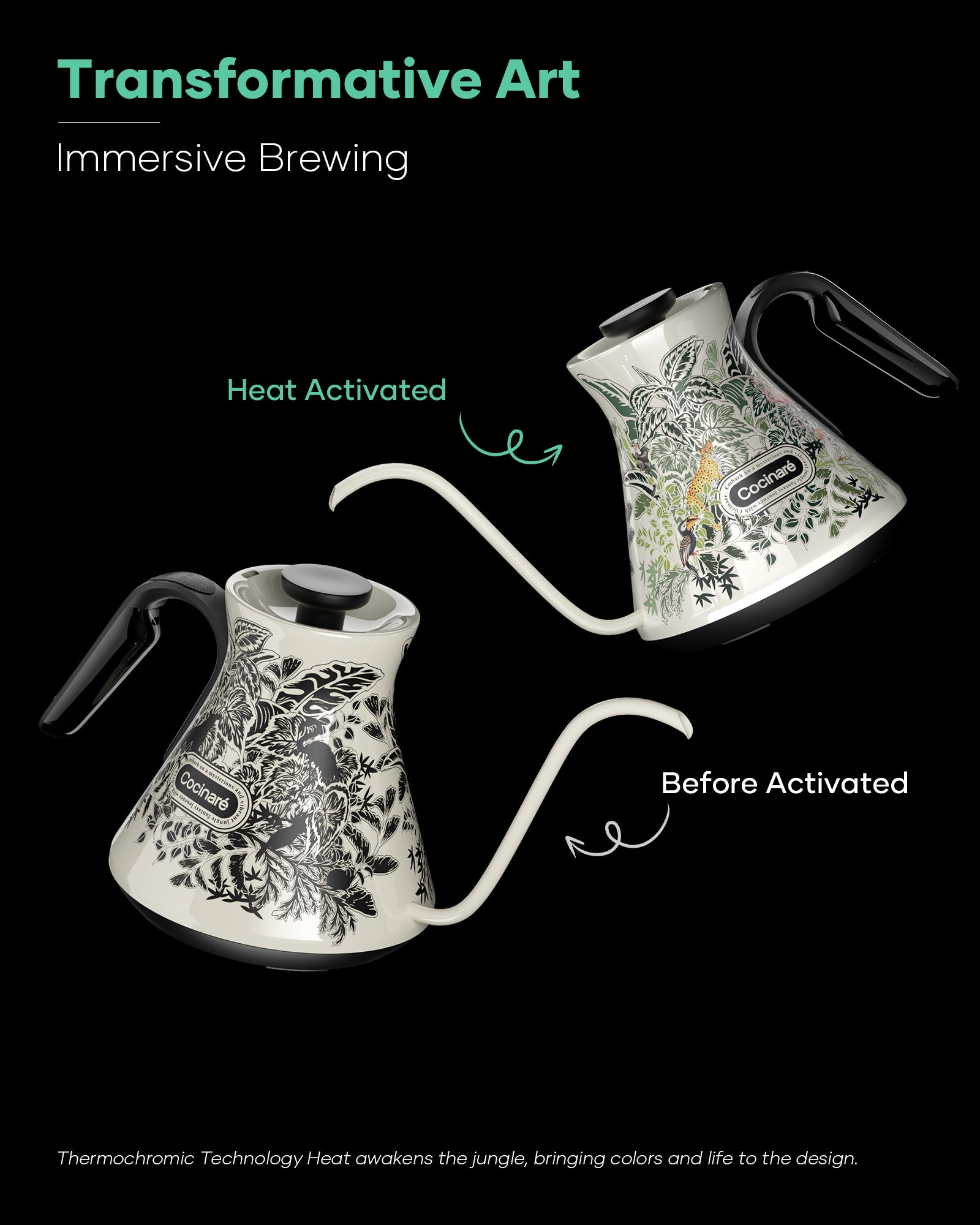 Cocinare Color-changing Collection Jungle Electric Kettle