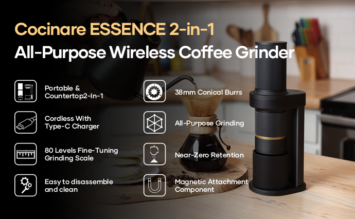 Cocinare Cordless Portable 2-in-1 Electric Coffee Grinder Cocinare