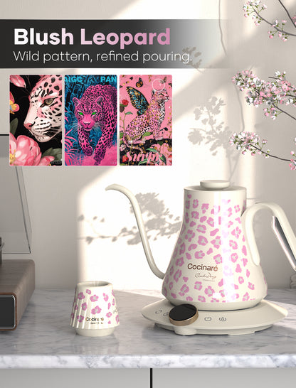 Cocinare Color-changing Collection Blush Leopard Electric Kettle