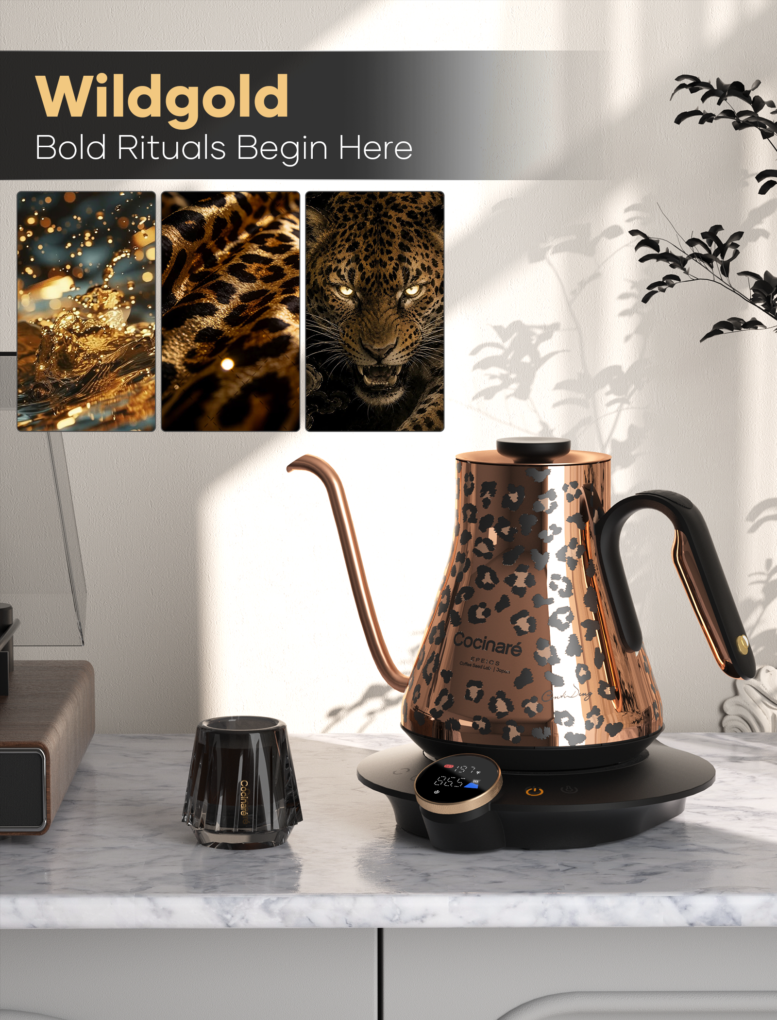 Cocinare Artisan Collection Gold Wild Electric Kettle