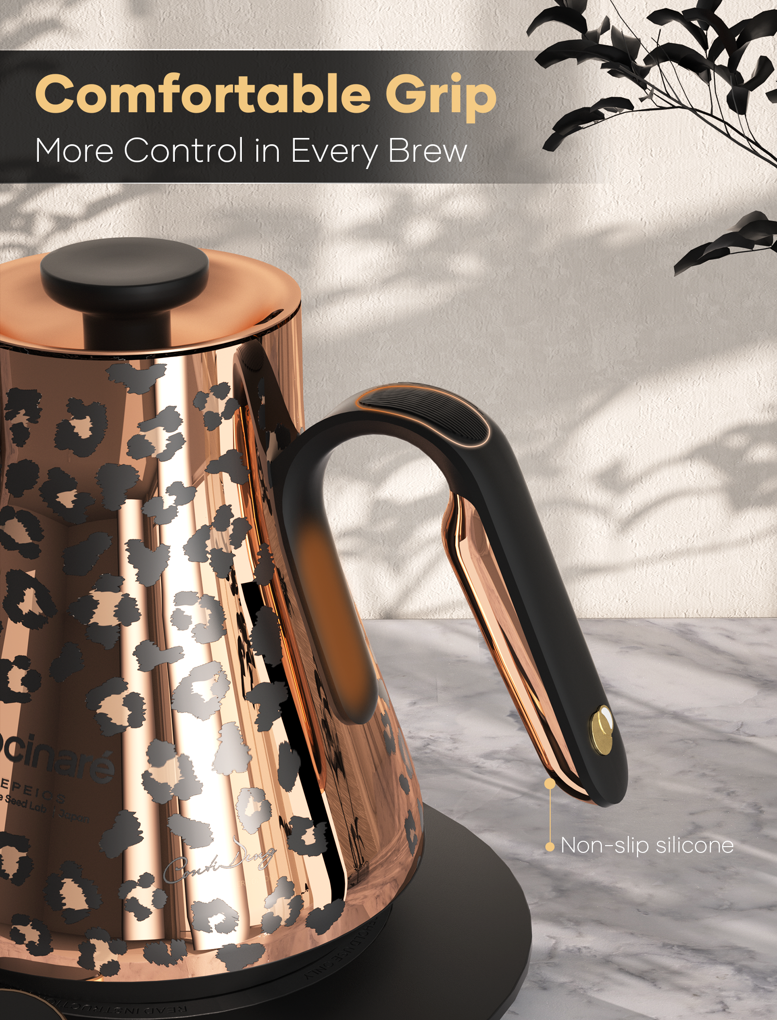 Cocinare Artisan Collection Gold Wild Electric Kettle