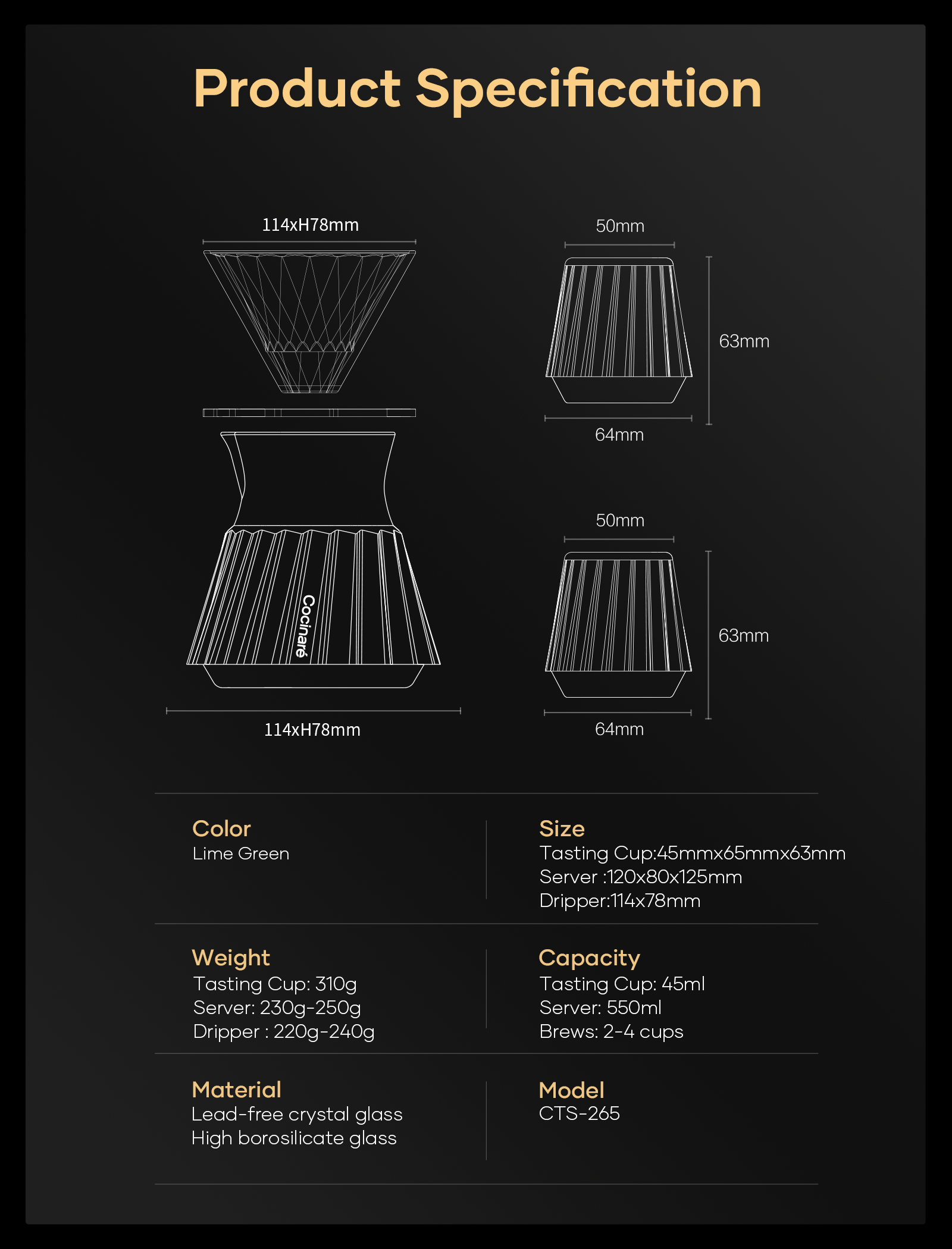Cocinare TasteSet Crystal Coffee Tasting Set