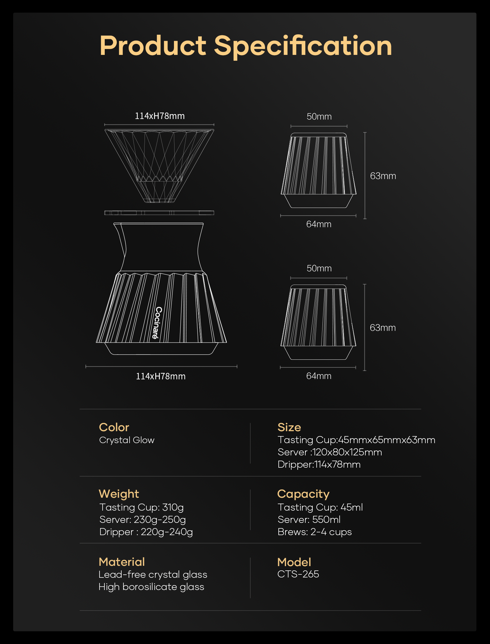 Cocinare TasteSet Crystal Coffee Tasting Set