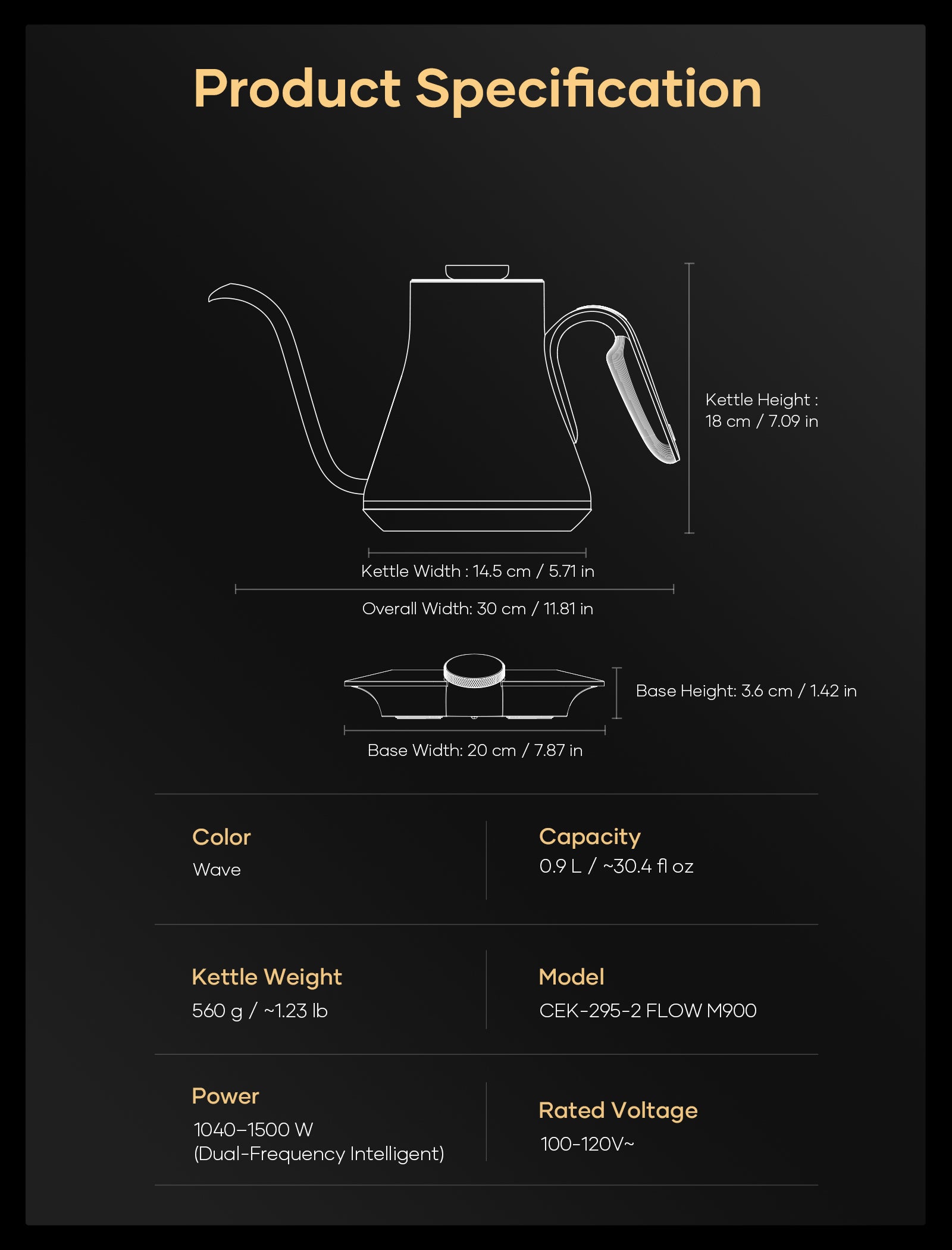 FLOW M900 Artisan Collection Electric Kettle - Wave