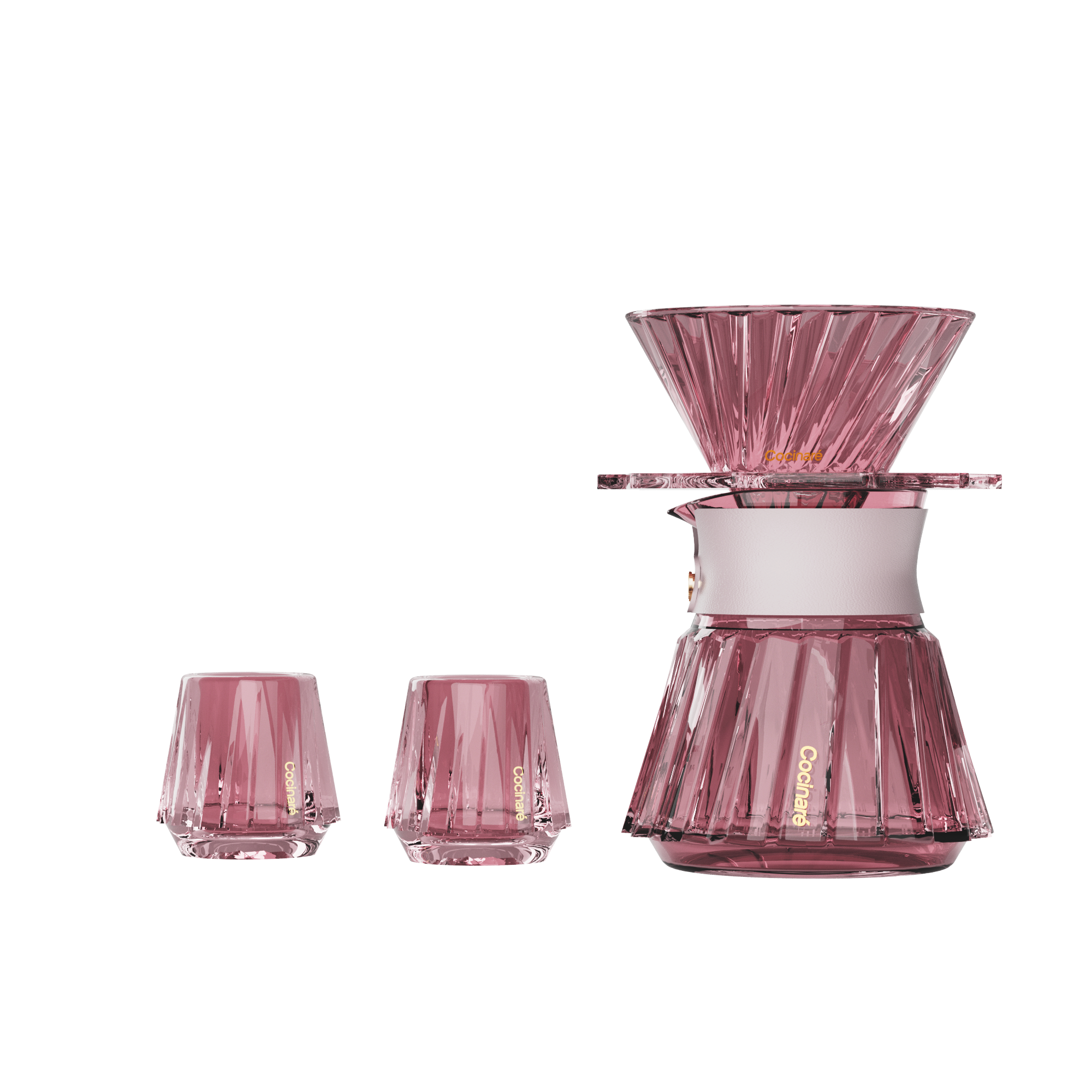 TasteSet Crystal Aurora 500ml Coffee Tasting Set - Peach Pink main