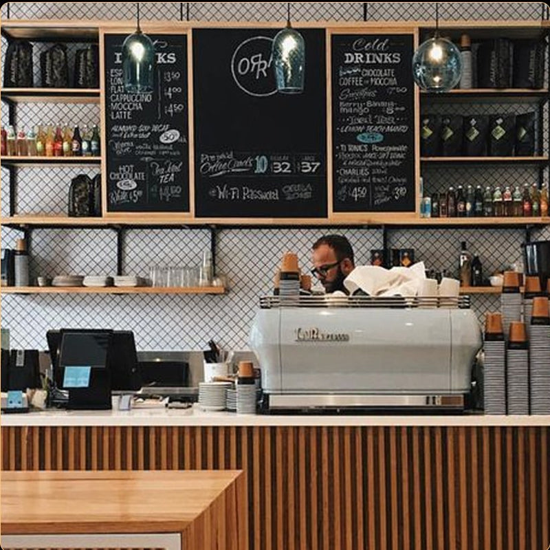 Independent coffee shop counter and espresso bar