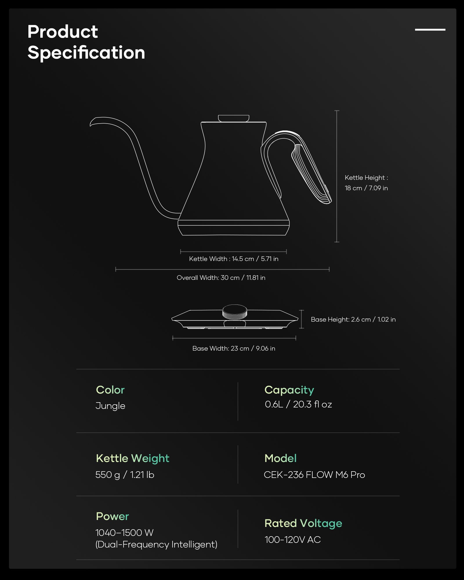 Cocinare Color-changing Collection Jungle Electric Kettle